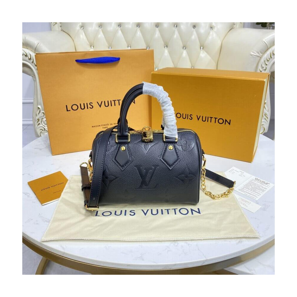 Louis Vuitton Monogram Empreinte Speedy Bandouliere 20 Black M58953 LDBS17553