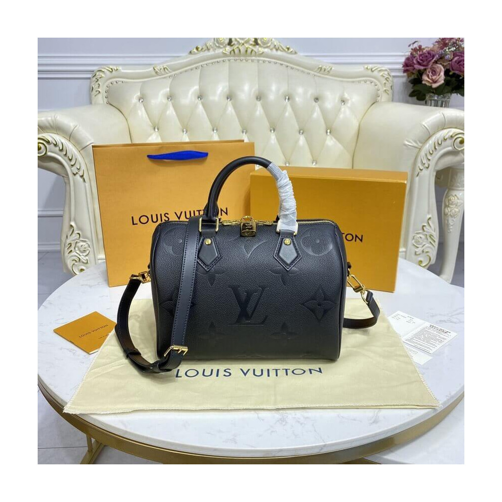 Louis Vuitton Monogram Empreinte Speedy Bandouliere 25 Black M59273 LDBS17554