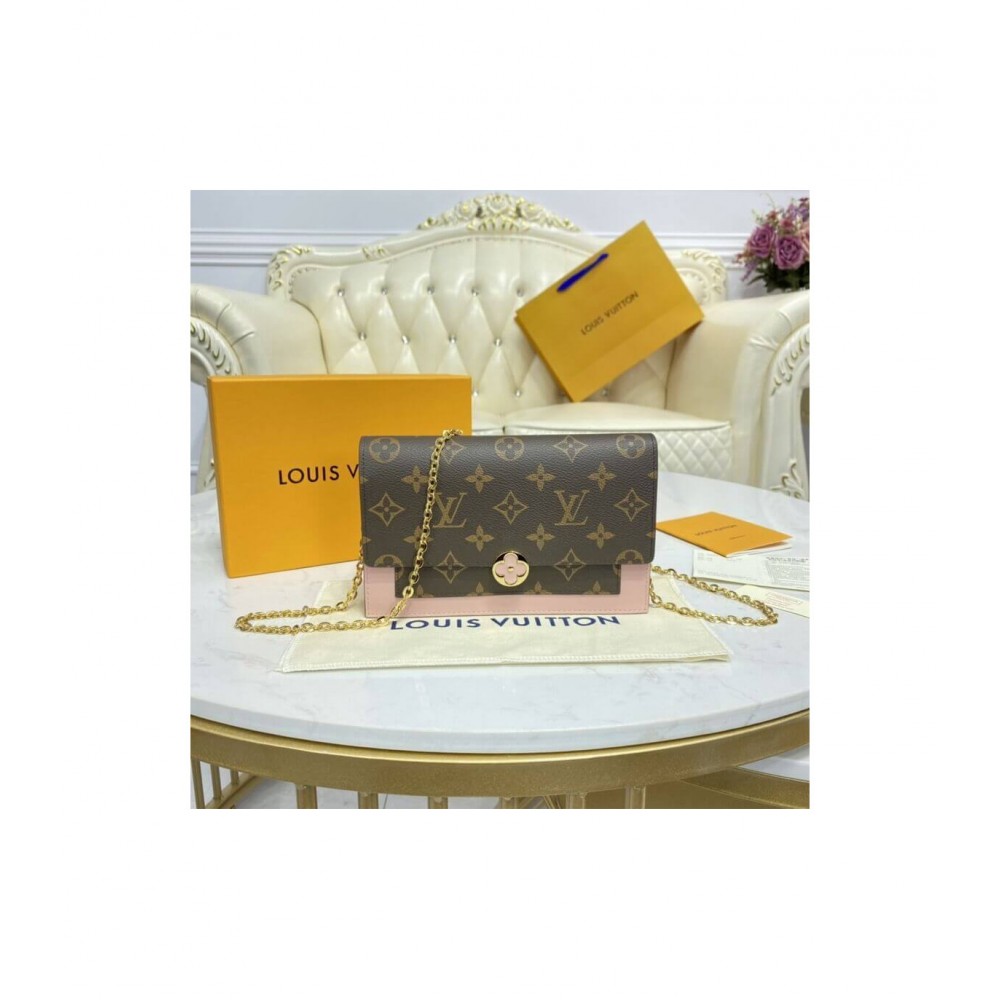 Louis Vuitton Monogram Flore Chain Wallet Pink M67405 LDBS17734