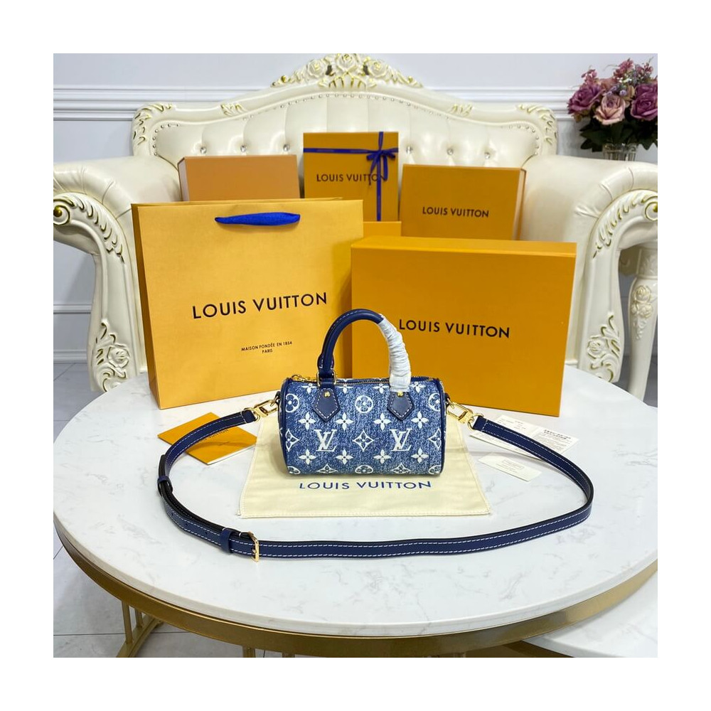 Louis Vuitton Monogram Jacquard Denim Nano Speedy Blue M81168 LDBS17557