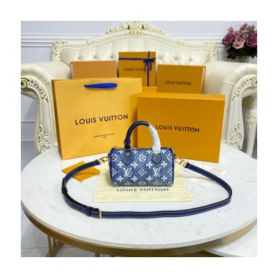 Louis Vuitton Monogram Jacquard Denim Nano Speedy Blue M81168 LDBS17557