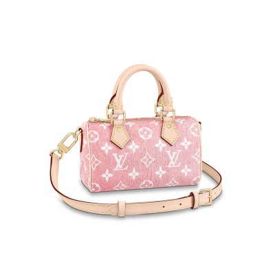 Louis Vuitton Monogram Jacquard Denim Nano Speedy Pink M81213 LDBS17558