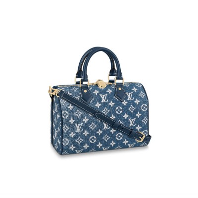 Louis Vuitton Monogram Jacquard Denim Speedy Bandouliere 25 Blue M59609 LDBS17559