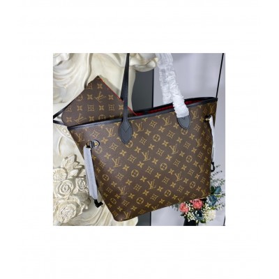 Louis Vuitton Monogram Neverfull MM Black/Red LDBS17111