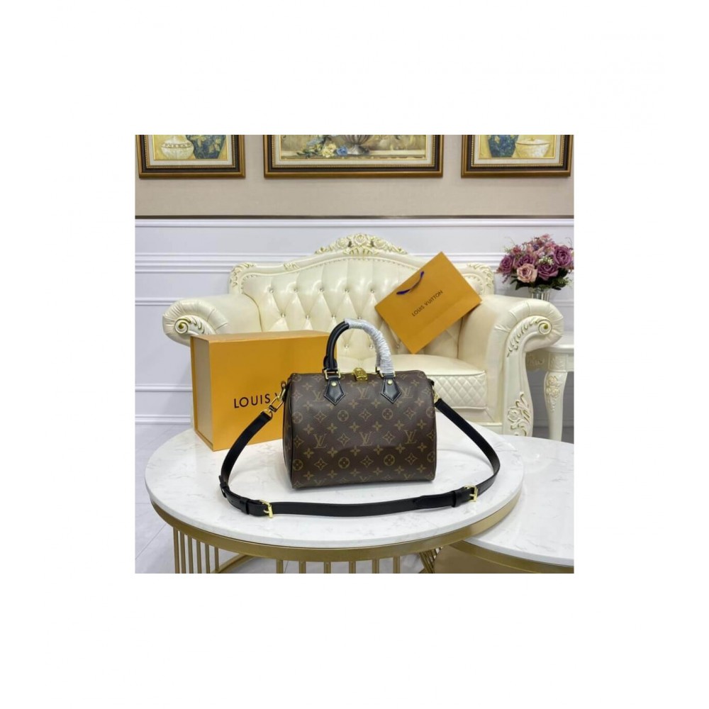 Louis Vuitton Monogram Speedy Bandouliere 25 Black M41113 LDBS17565