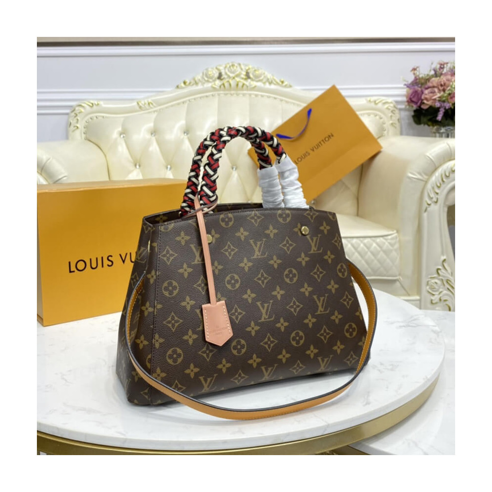 Louis Vuitton Montaigne MM Bag With Braided Handle Monogram M44672 LDBS17013