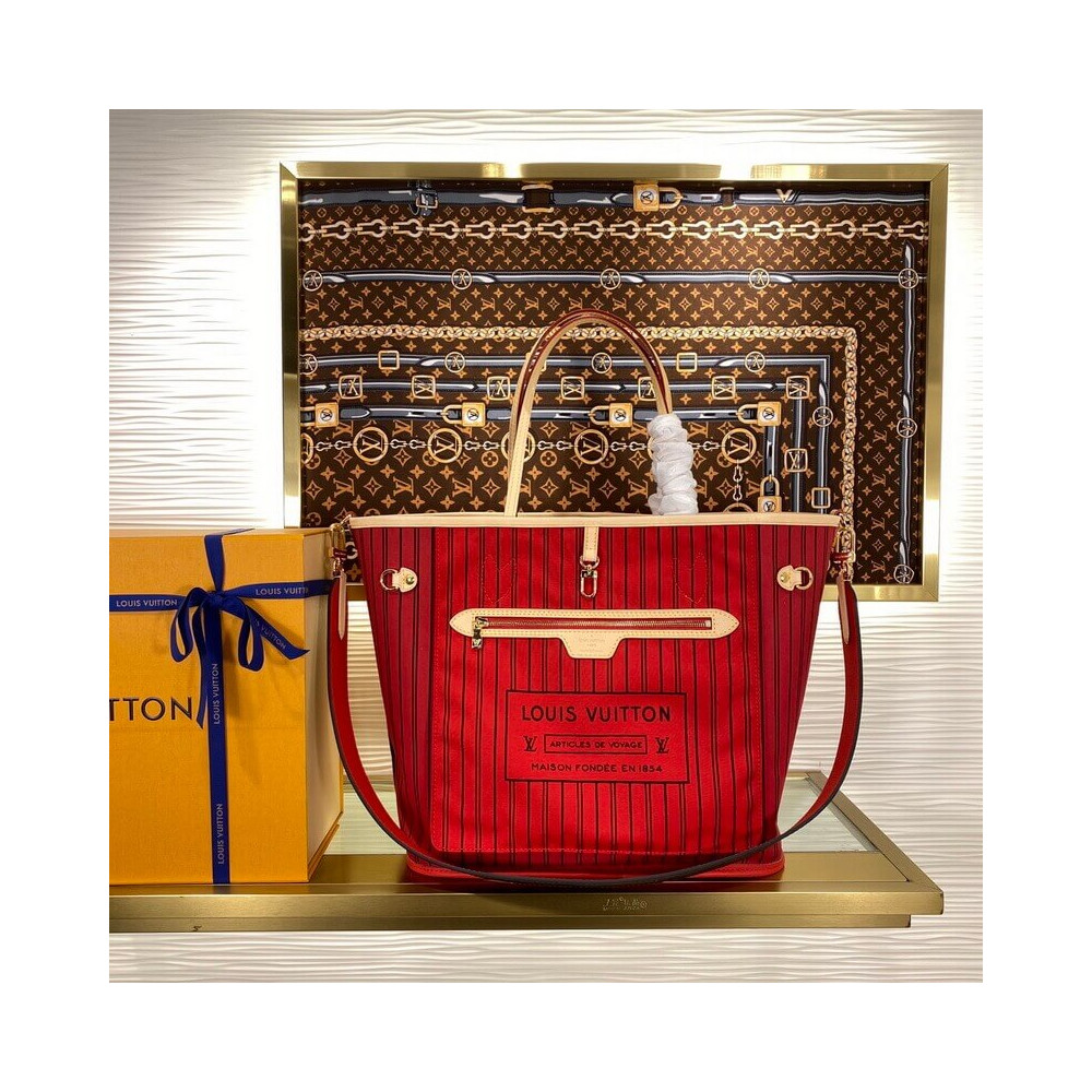 Louis Vuitton Neverfull Bandouliere Inside Out MM Red M12096 LDBS17121