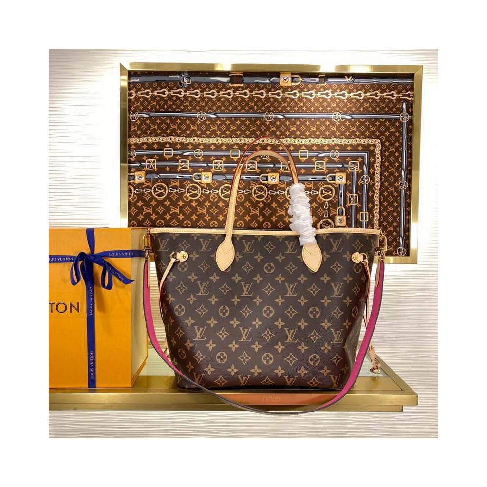 Louis Vuitton Neverfull Bandouliere Inside Out MM Rose M12257 LDBS17122