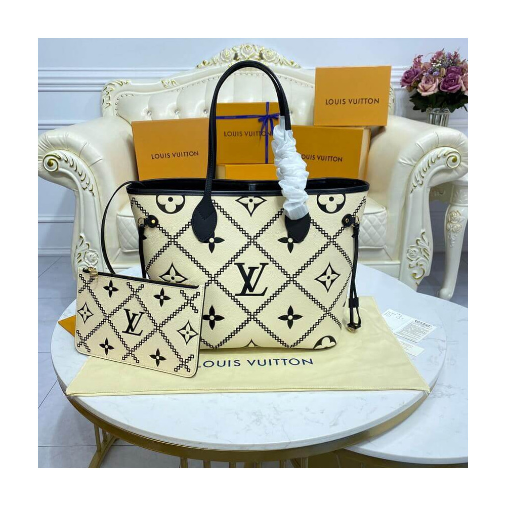 Louis Vuitton Neverfull MM Creme M46039 LDBS17131