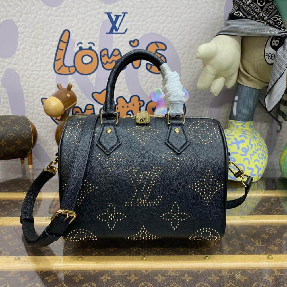 Louis Vuitton Speedy Bandouliere 25 Black Monogram Empreinte With Studs M46736 LDBS17581