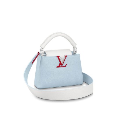 Louis Vuitton Taurillon Leather Capucines Mini Olympe Blue/White M57519 LDBS16742