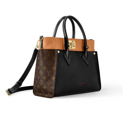 Louis Vuttion Calfskin and Monogram On My Side MM Shoulder Bag Black M53823 LDBS17517