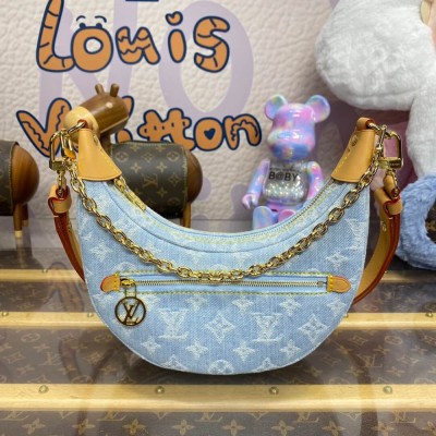 Louis Vuttion Monogram Denim Loop Bag Sky Blue M24846 LDBS16938