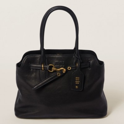 Miu Miu Aventure Large Shopper Bag in Black Nappa Leather LDBS244588