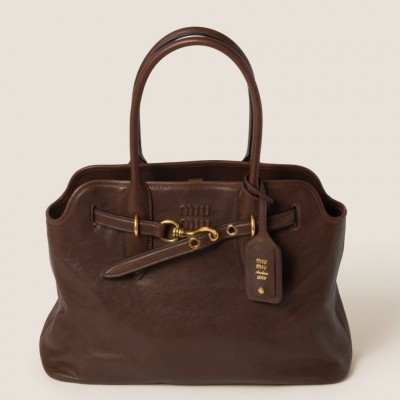 Miu Miu Aventure Large Shopper Bag in Briarwood Nappa Leather LDBS244589