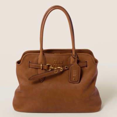 Miu Miu Aventure Large Shopper Bag in Brown Nappa Leather LDBS244590