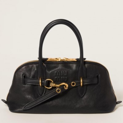 Miu Miu Aventure Medium Top-handle Bag in Black Nappa Leather LDBS244591