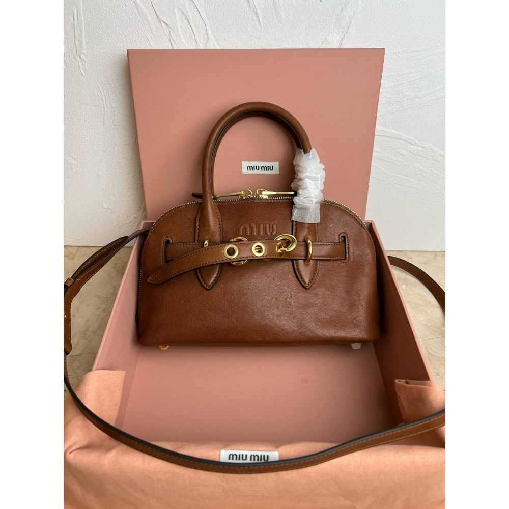 Miu Miu Aventure Small Top-handle Bag in Brown Nappa Leather LDBS244595