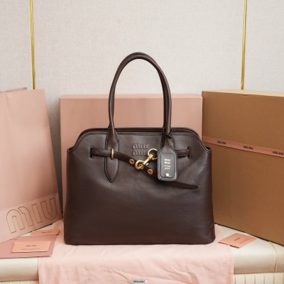 Miu Miu Aventure Large Shopper Bag in Briarwood Nappa Leather