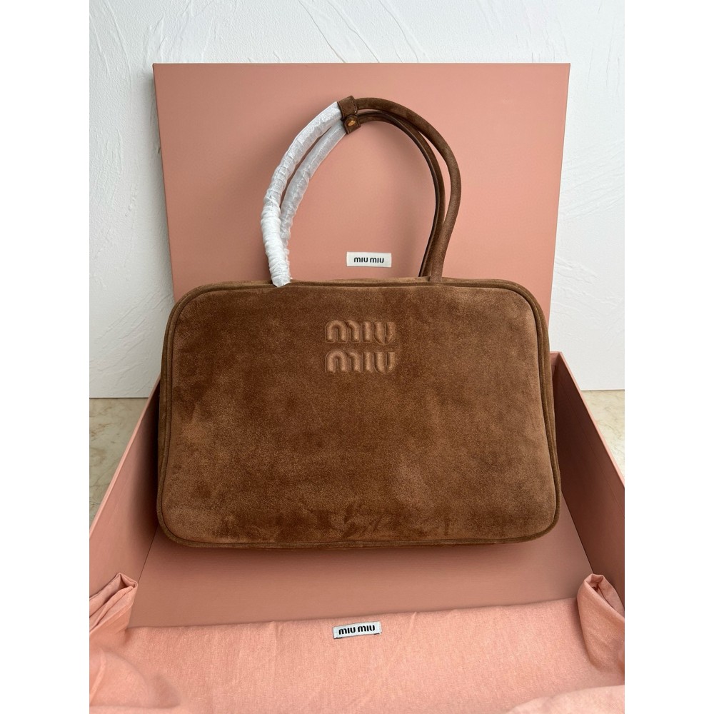 Miu Miu Beau Top-handle Bag in Brown Suede Calfskin