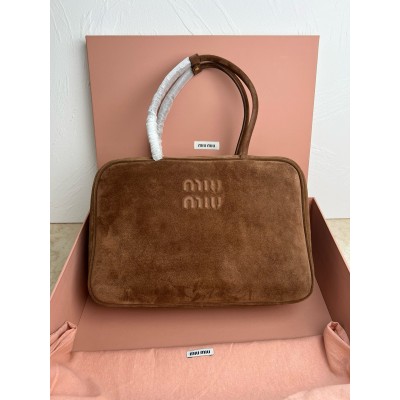 Miu Miu Beau Top-handle Bag in Brown Suede Calfskin