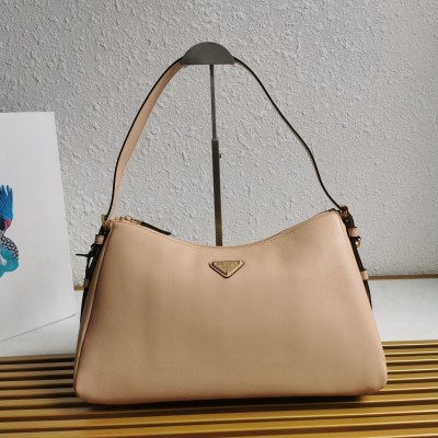 Prada Aimee Large Shoulder Bag in Travertine Leather LDBS244602