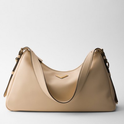 Prada Aimee Large Shoulder Bag in Travertine Leather LDBS244602