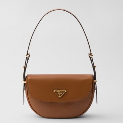 Prada Arque Shoulder Bag with Flap in Brown Leather LDBS244610