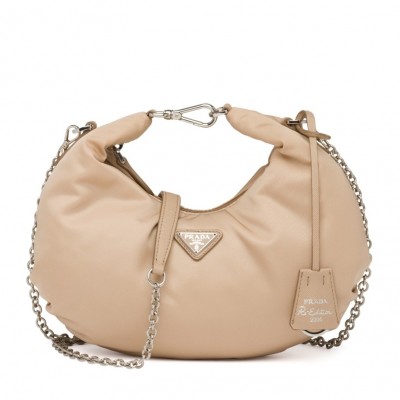 Prada Beige Nylon Re-Edition 2006 Hobo Bag LDBS244613