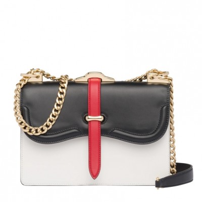 Prada Belle Shoulder Bag In Black/White Calfskin LDBS244616