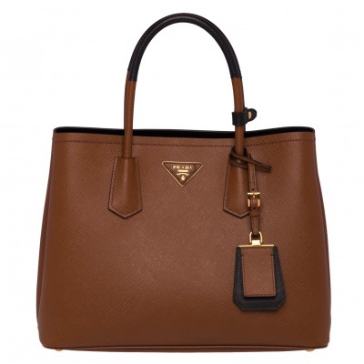 Prada Bicolor Double Medium Palisander Saffiano Bag LDBS244618