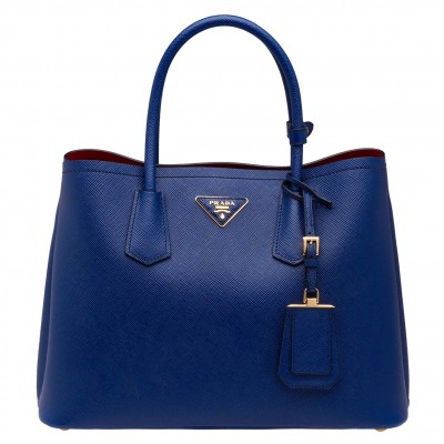 Prada Blue Saffiano Double Medium Bag LDBS244628