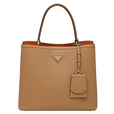 Prada Brown Saffiano Leather Double Bag LDBS244630