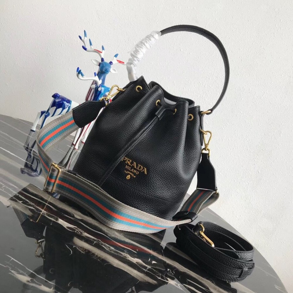 Prada Bucket Bag In Black Grained Calfskin LDBS244632