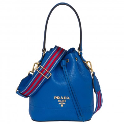 Prada Bucket Bag In Blue Grained Calfskin LDBS244634