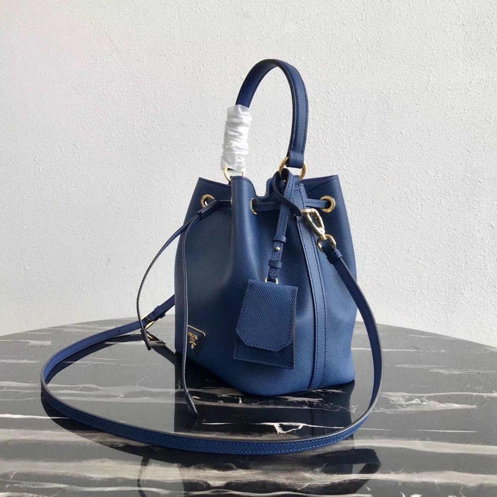 Prada Bucket Bag In Blue Saffiano Leather LDBS244635