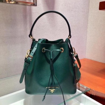 Prada Bucket Bag In Green Saffiano Leather LDBS244636