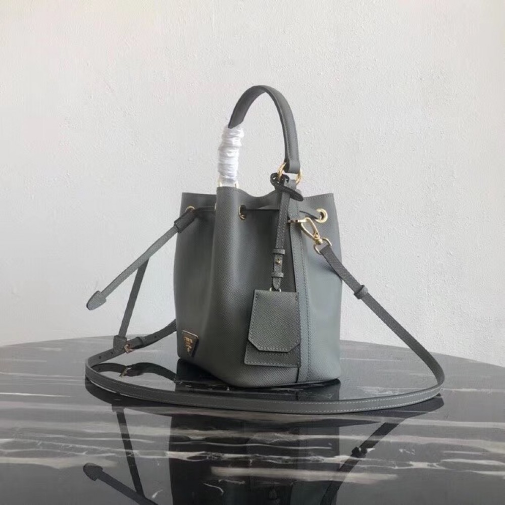 Prada Bucket Bag In Grey Saffiano Leather LDBS244637