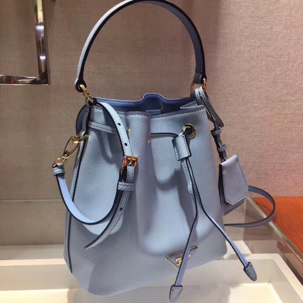 Prada Bucket Bag In Light Blue Saffiano Leather LDBS244638