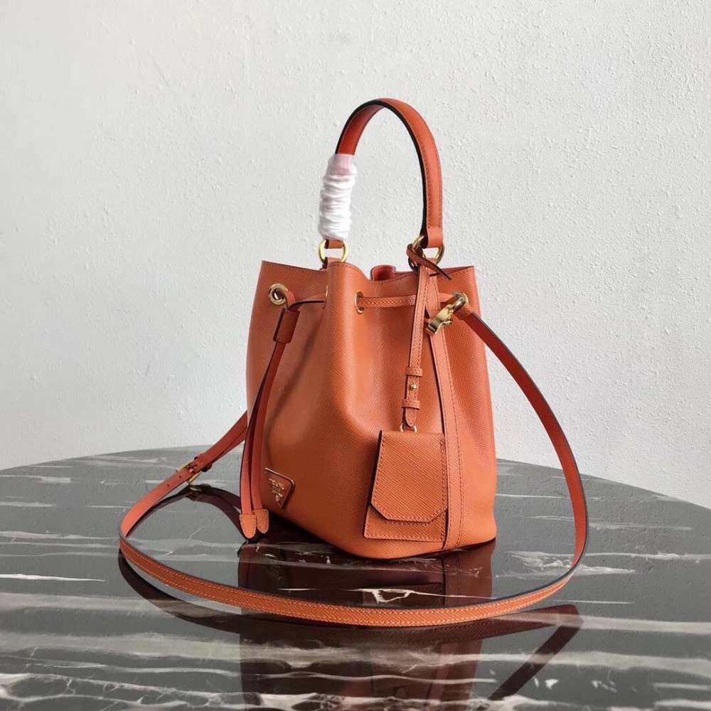 Prada Bucket Bag In Orange Saffiano Leather LDBS244639