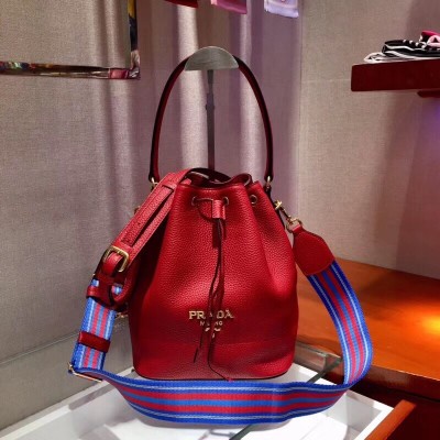 Prada Bucket Bag In Red Grained Calfskin LDBS244642