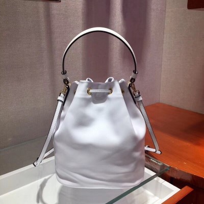 Prada Bucket Bag In White Calfskin 1BH038 LDBS244644