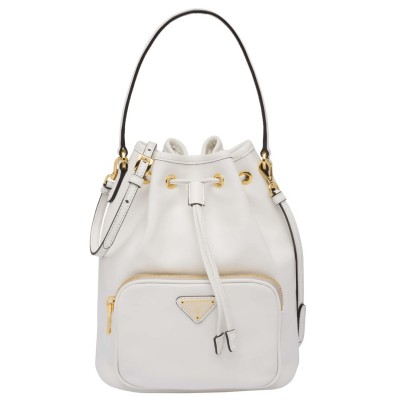 Prada Bucket Bag In White Calfskin 1BH038 LDBS244644