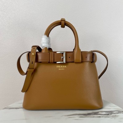 Prada Buckle Medium Bag with Belt in Brown Leather LDBS244651