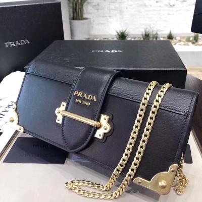 Prada Cahier Clutch In Black Saffiano Calf Leather LDBS244656