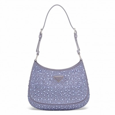 Prada Cleo Bag In Wisteria Satin with Cystal Appliques LDBS244669