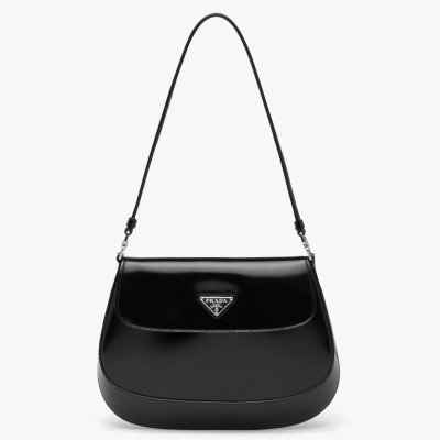 Prada Cleo Flap Bag In Black Brushed Leather LDBS244672