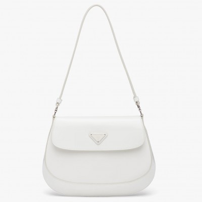 Prada Cleo Flap Bag In White Brushed Leather LDBS244675