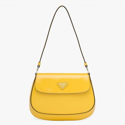 Prada Cleo Flap Bag In Yellow Brushed Leather LDBS244676