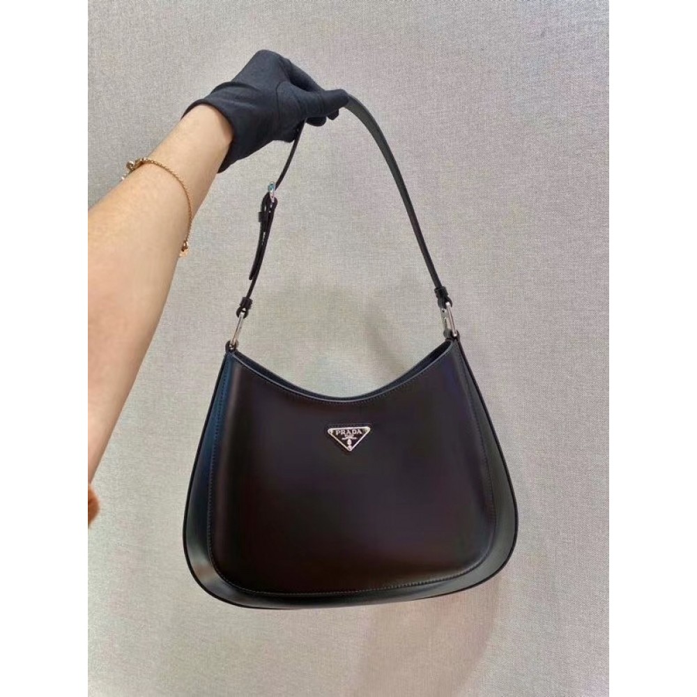 Prada Cleo Shoulder Large Bag In Black Brushed Leather LDBS244678